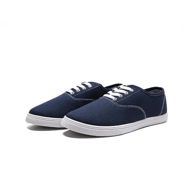 Woman Sneakers Shoes Canvas White Sneakers Casual Fashion Solid Color Flats Breathable For Woman 43 size 7479