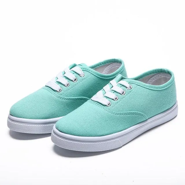 Woman Sneakers Shoes Canvas White Sneakers Casual Fashion Solid Color Flats Breathable For Woman 43 size 7479