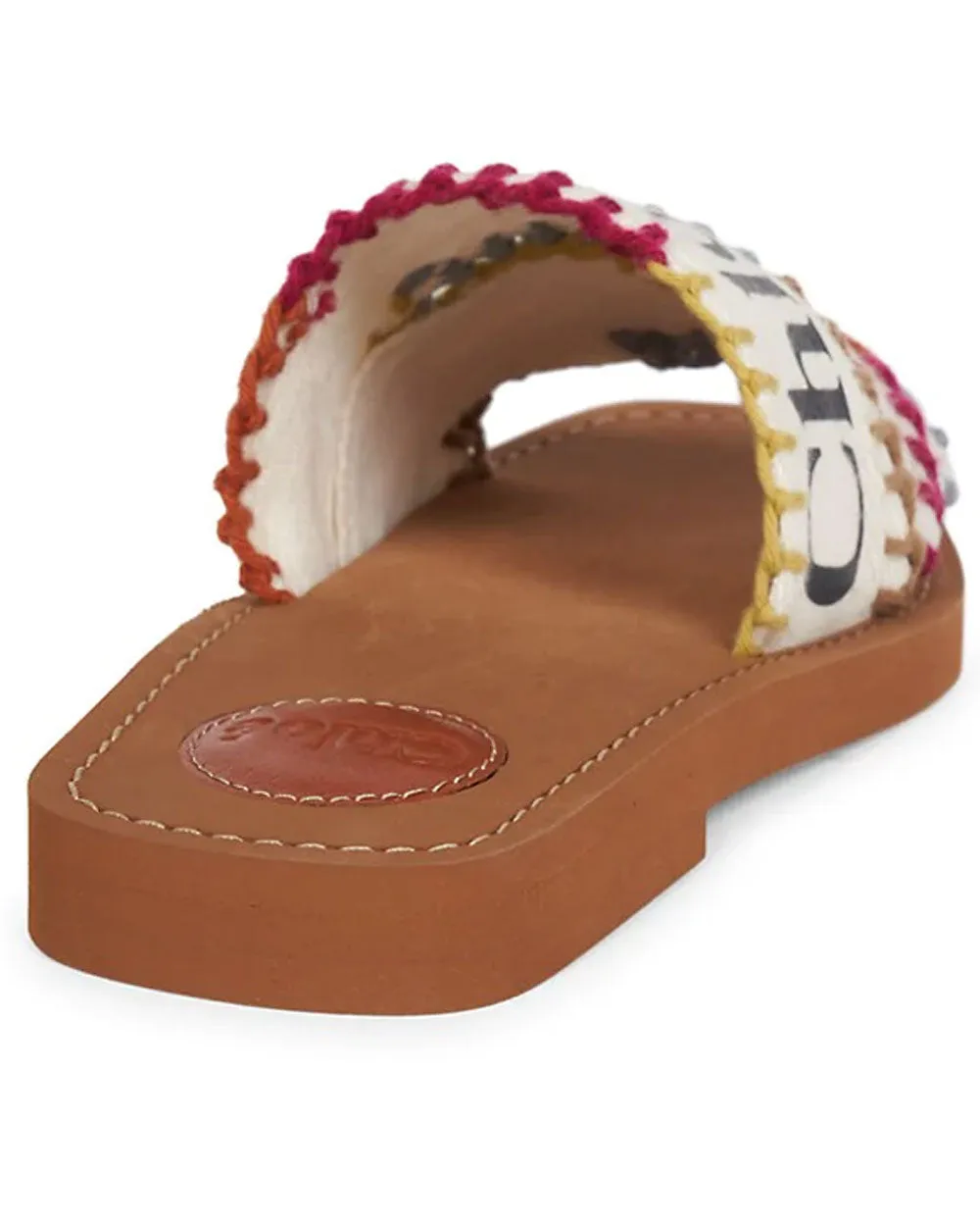 Woody Slide Sandal in White Multicolor