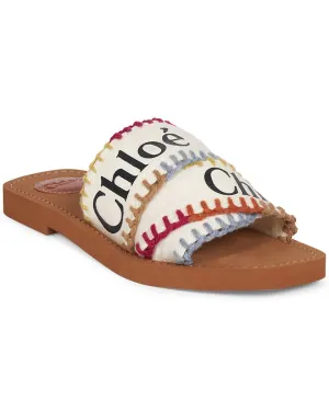 Woody Slide Sandal in White Multicolor