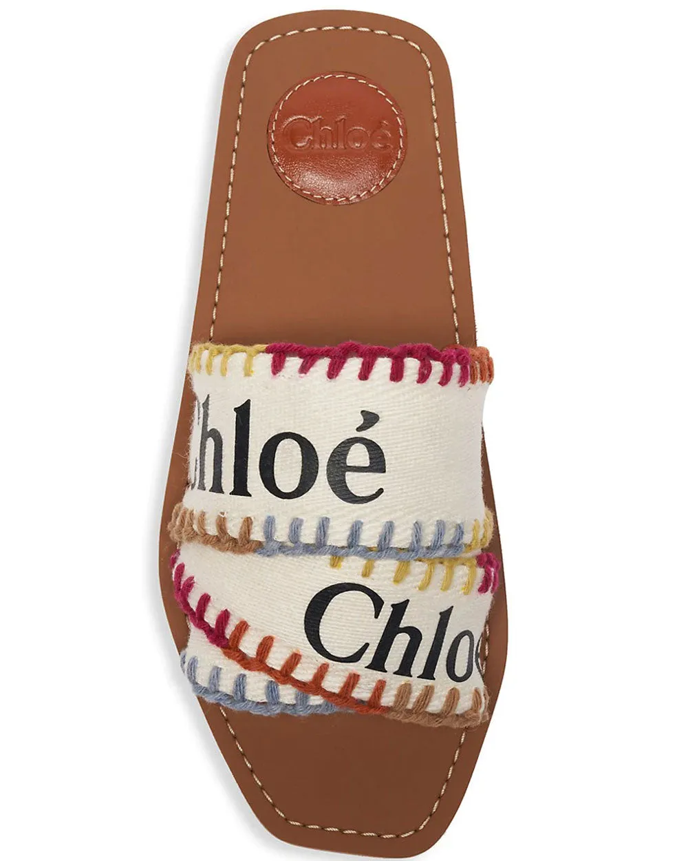 Woody Slide Sandal in White Multicolor